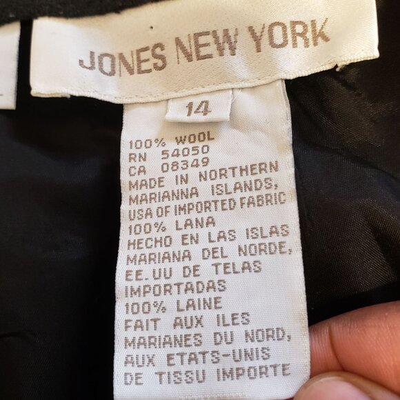 Jones New York, black 100% pure new wool straight leg pants with lining, size 14 - Picture 8 of 8